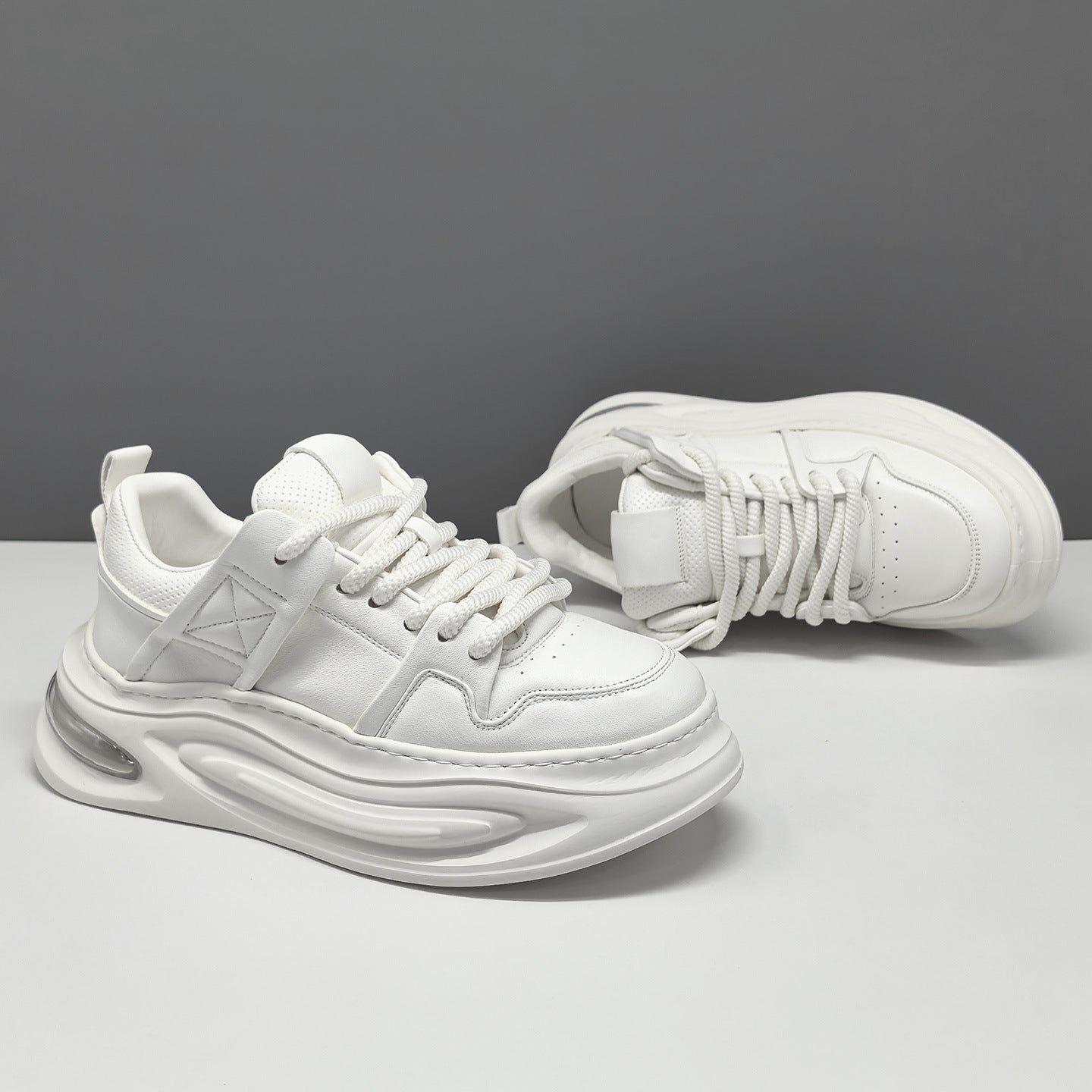 Men's Fashion Quilted Leather Thick Soled Casual Sneakers-RAIIFY