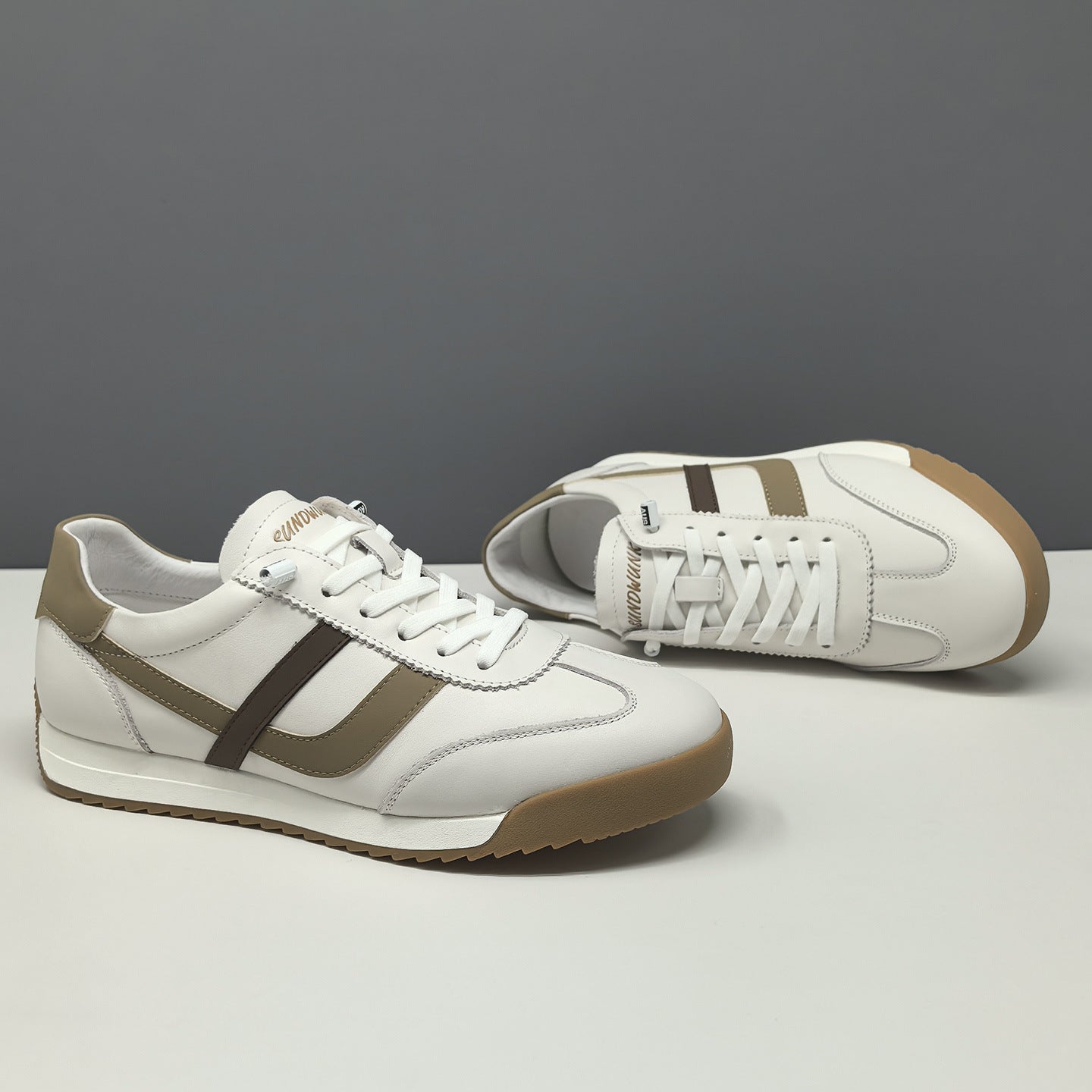 Men's Fashion Color Matching Leather Flat Casual Shoes-RAIIFY
