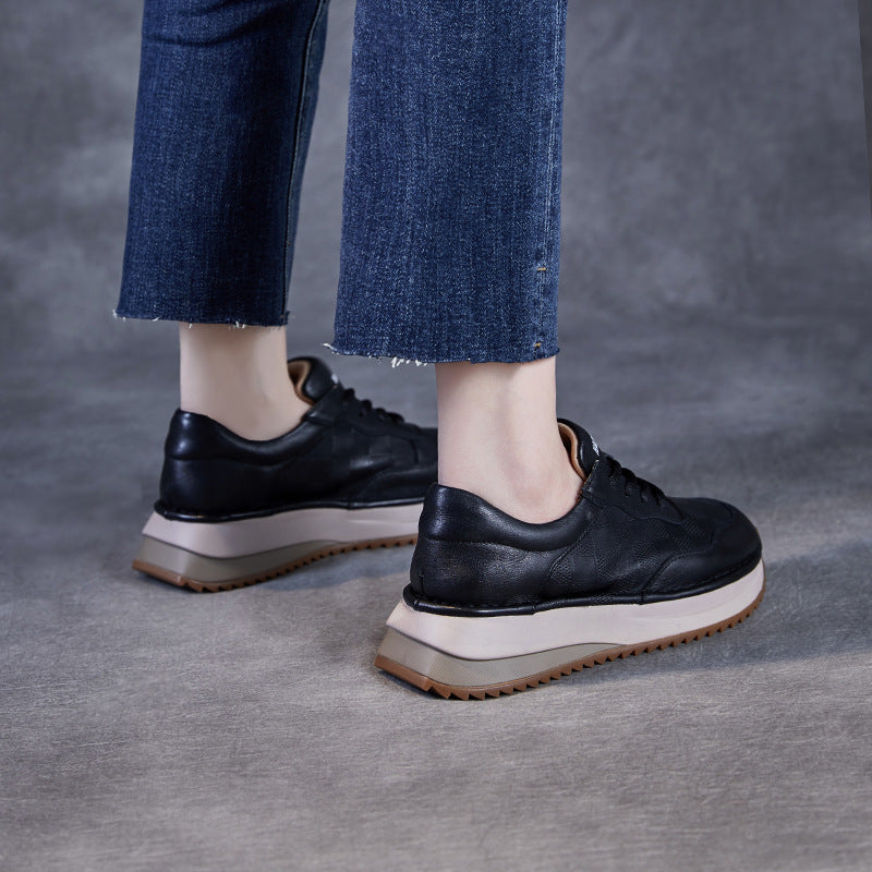 Women Minimalism Quilted Leather Low Top Casual Shoes-RAIIFY