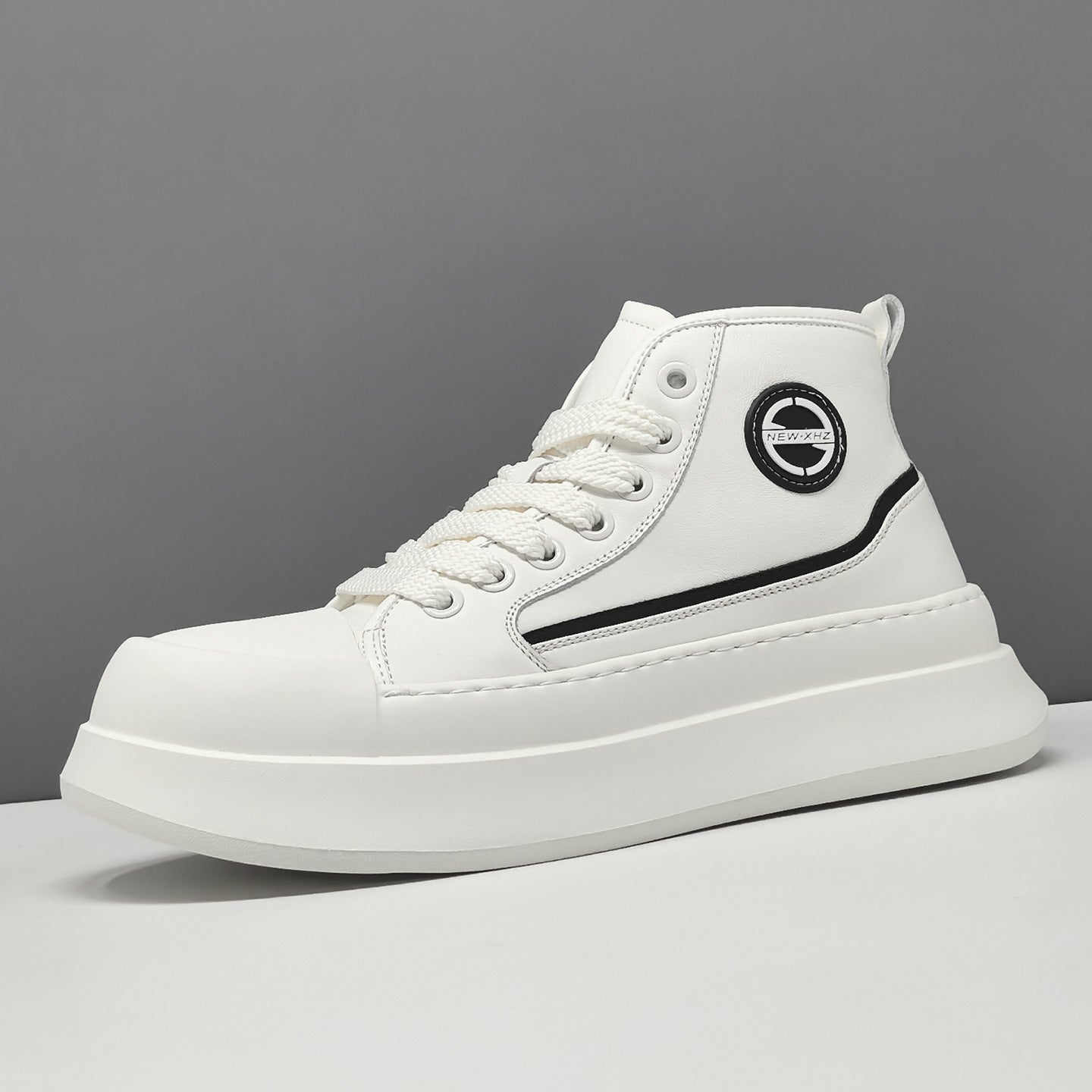 Men's Fashion High Top Leather Thick Soled Casual Shoes-RAIIFY