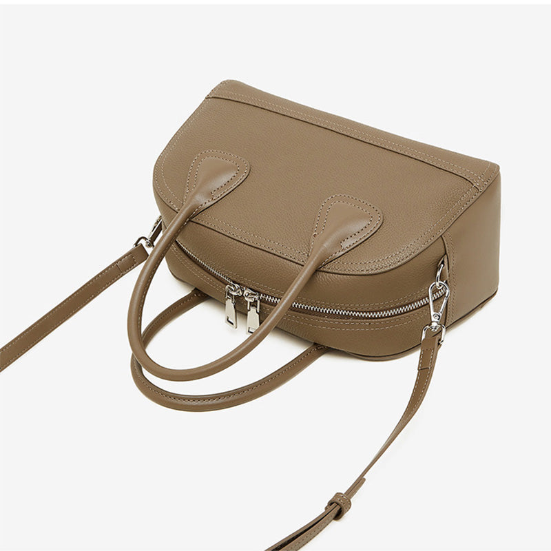 Women's Plain Leather Simple Casual Cross Body Handbag-RAIIFY