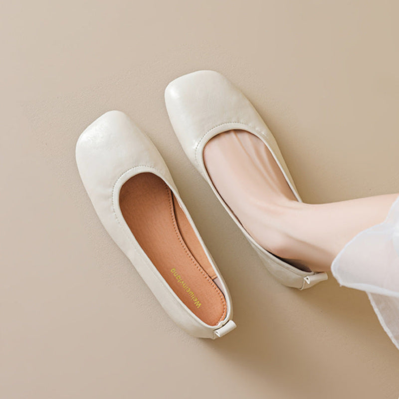 Women's Square Toe Slip-On Casual Soft Flats-RAIIFY