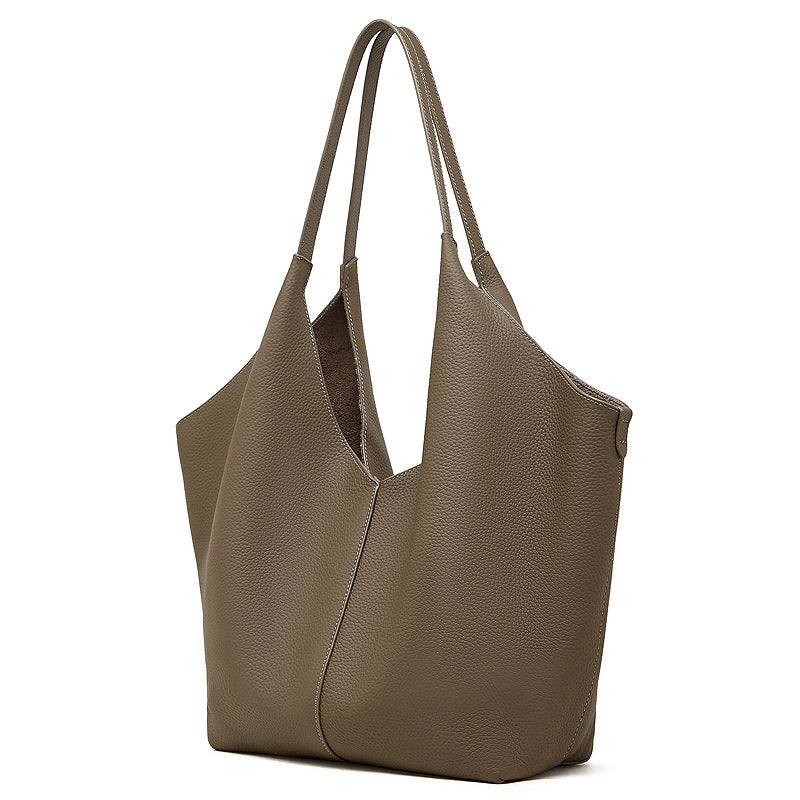 Women's Leather Large Capacity Shoulder Tote Bag-RAIIFY