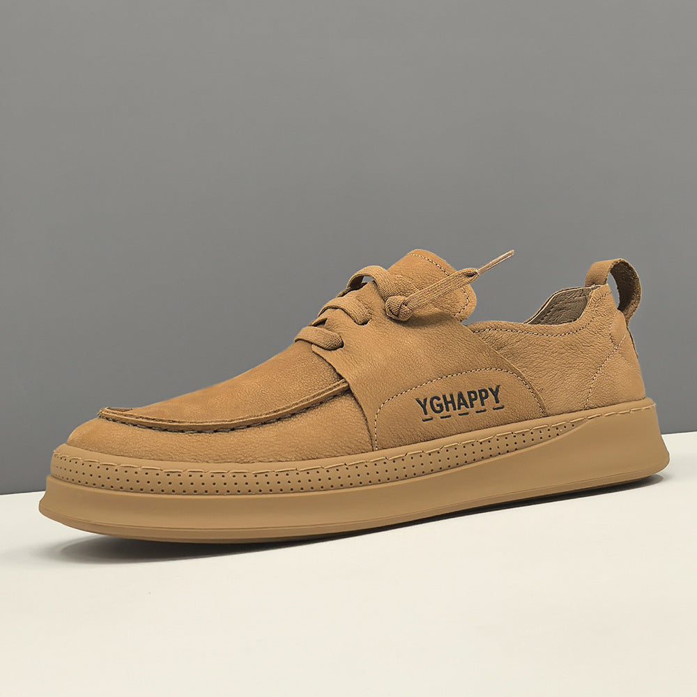 Men Retro Plain Quilted Leather Flat Casual Shoes-RAIIFY