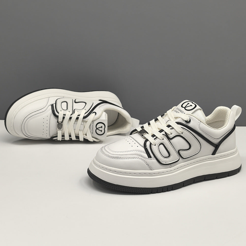 Men Fashion Patchwork Leather Flat Casual Sneakers-RAIIFY