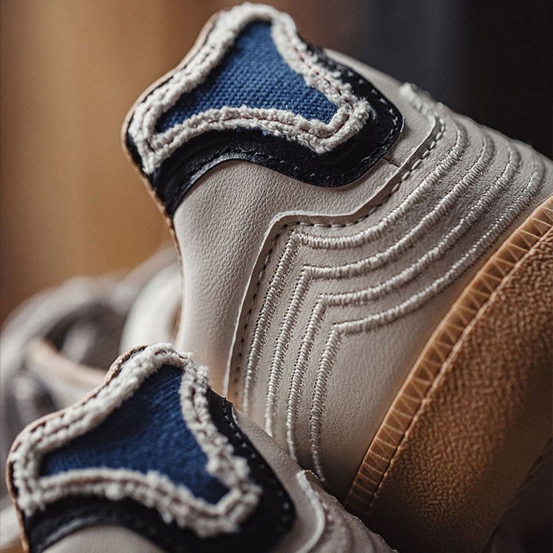 Men Low Retro Patchwork Leather Casual Training Sneakers-RAIIFY