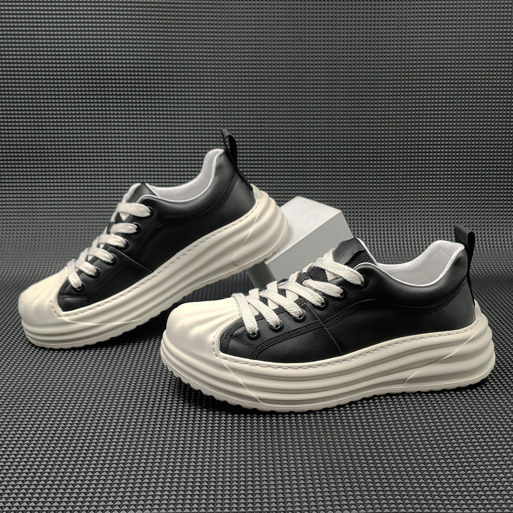 Men Fashion Leather Shell Toe Casual Sneakers-RAIIFY