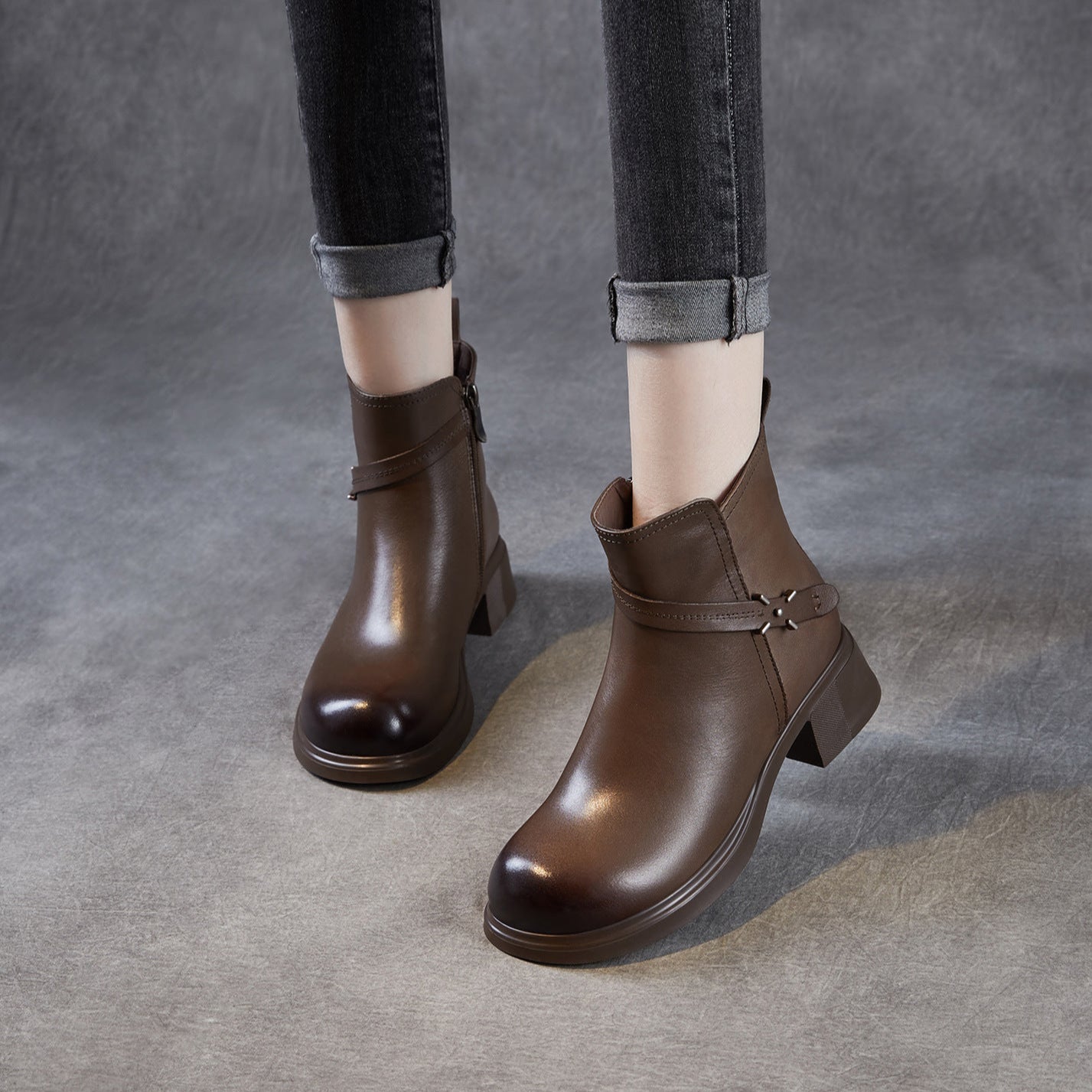 Women's Minimlist Leather Casual Ankle Boots-RAIIFY