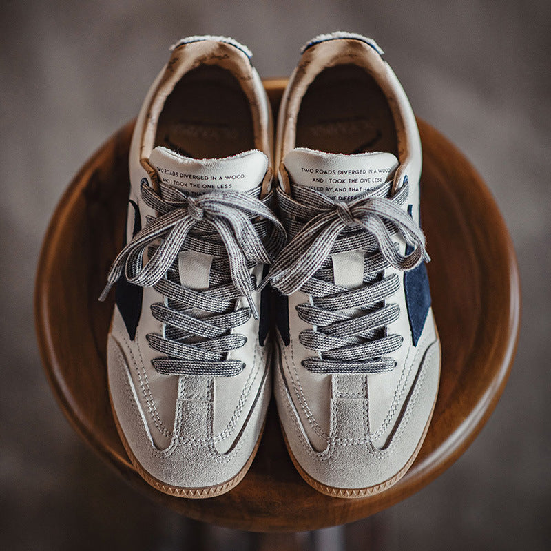 Men Low Retro Patchwork Leather Casual Training Sneakers-RAIIFY