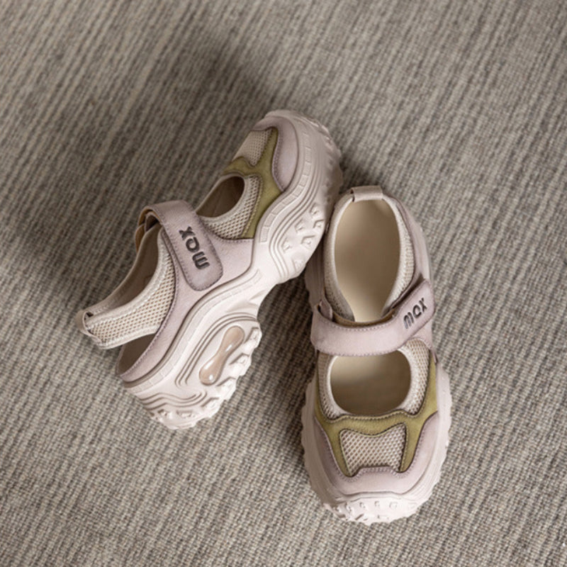 Women's Summer Breathable Mesh Leather Casual Shoes-RAIIFY