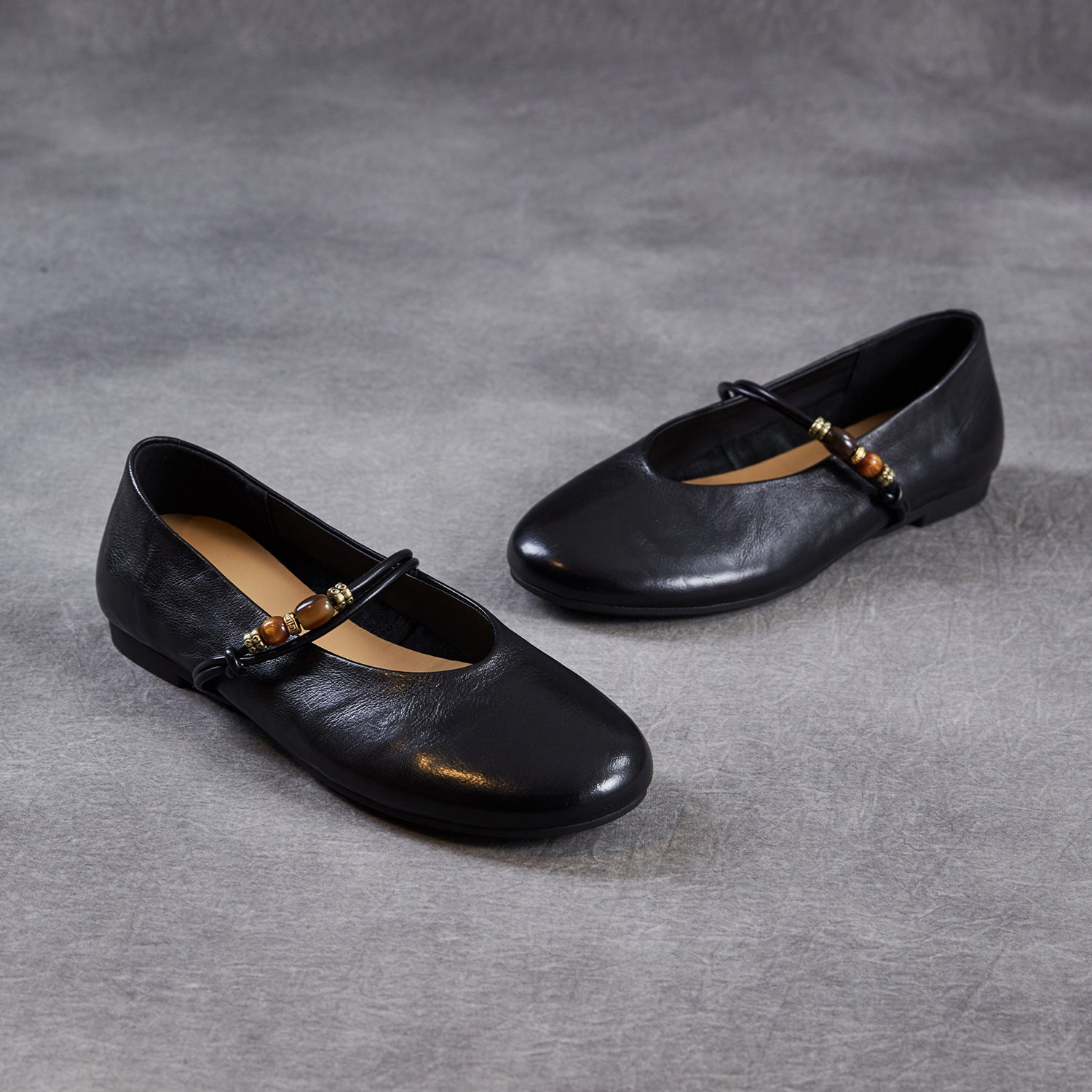 Women Vintage Genuine Leather Mary Jane Soft Flat Shoes-RAIIFY