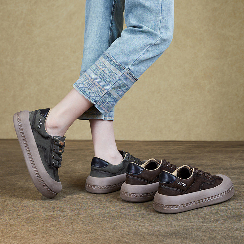 Women Fashion Quilted Plain Leather Flat Casual Shoes-RAIIFY