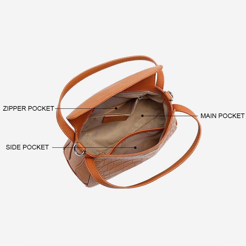 Women’s Crocodile - Embossed Leather Crossbody Bag-RAIIFY