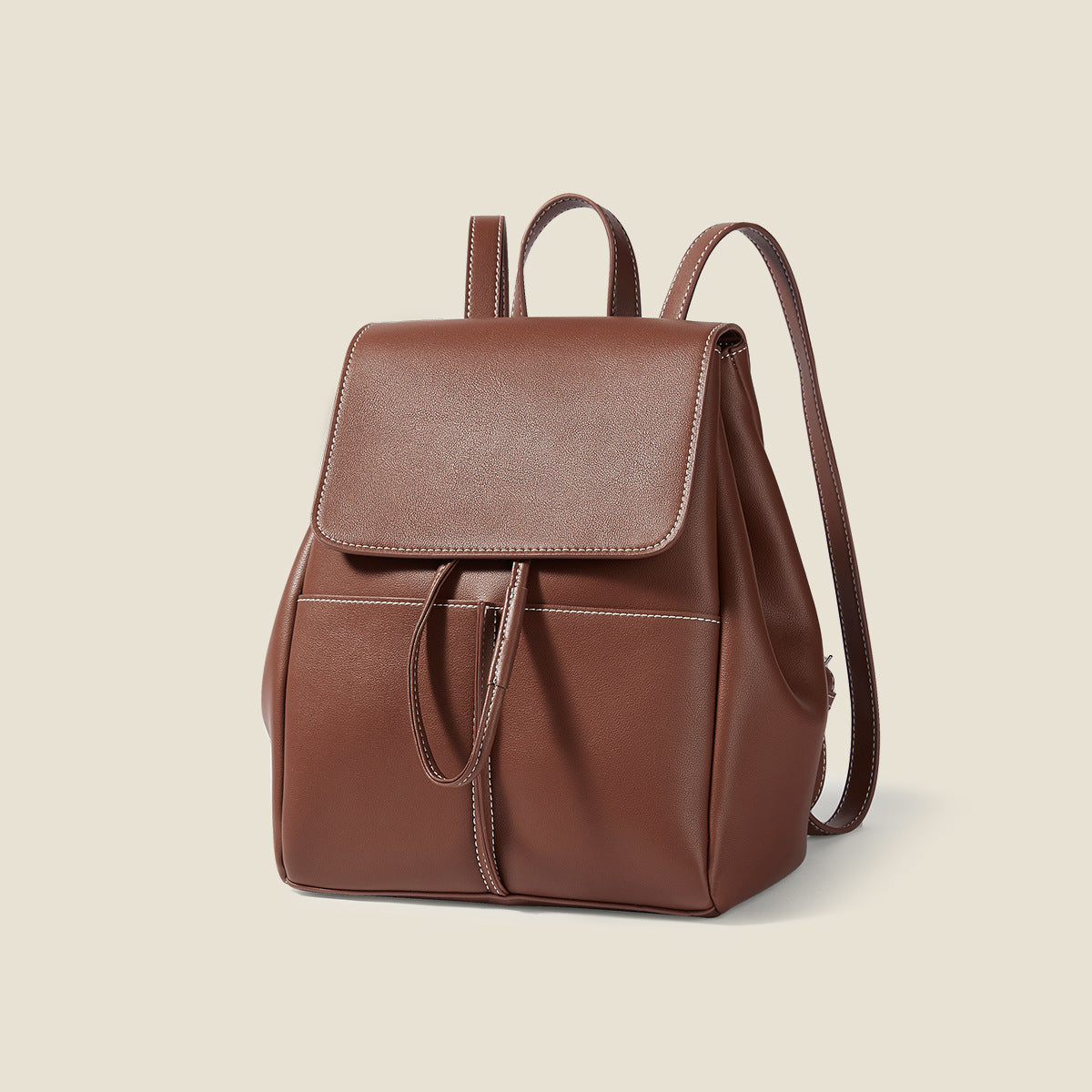 Women's Fashion Plain Leather Casual Backpack-RAIIFY