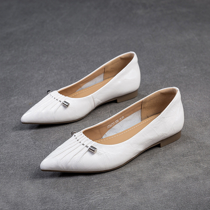 Women Stylish Soft Leather Fashion Pointed Toe Flats-RAIIFY