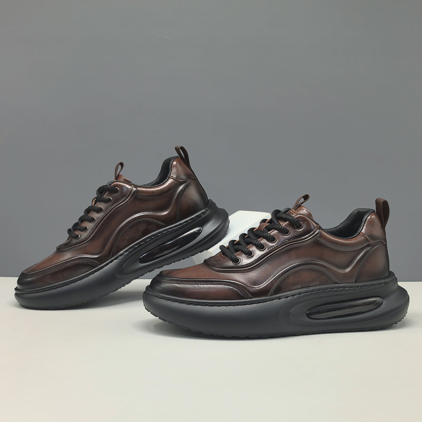 Men's Leather Platform Outdoor Sneakers-RAIIFY