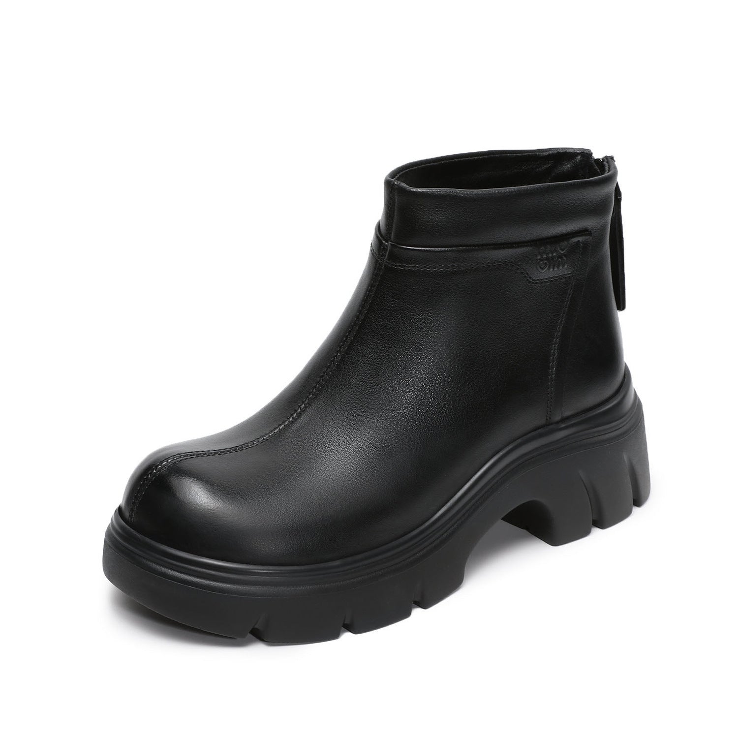 Women's Minimalist Leather Furred Ankle Boots-RAIIFY