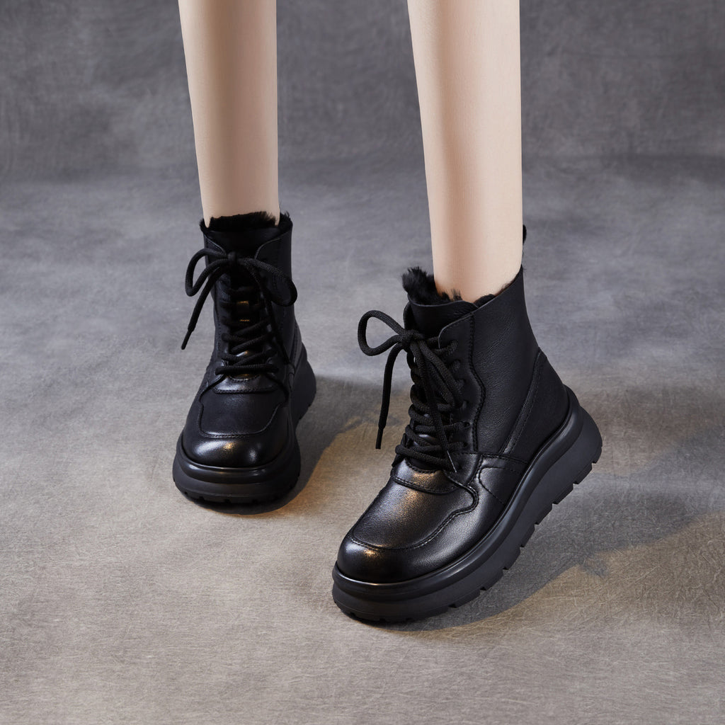 Women's Minimalist Leather Lace-up Snow Boots Women's Minimalist Leather Lace-up Snow Boots