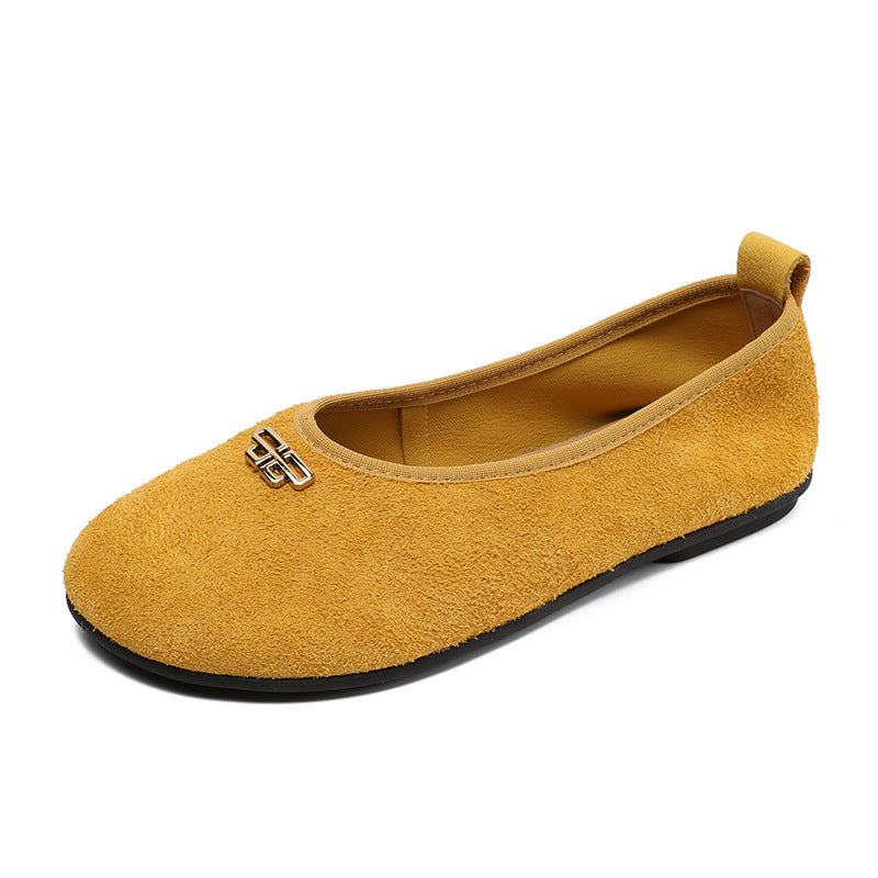 Women Minimalism Plain Leather Soft Flats-RAIIFY