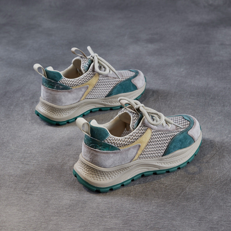Women Fashion Patchwork Hollow Mesh Casual Sneakers-RAIIFY