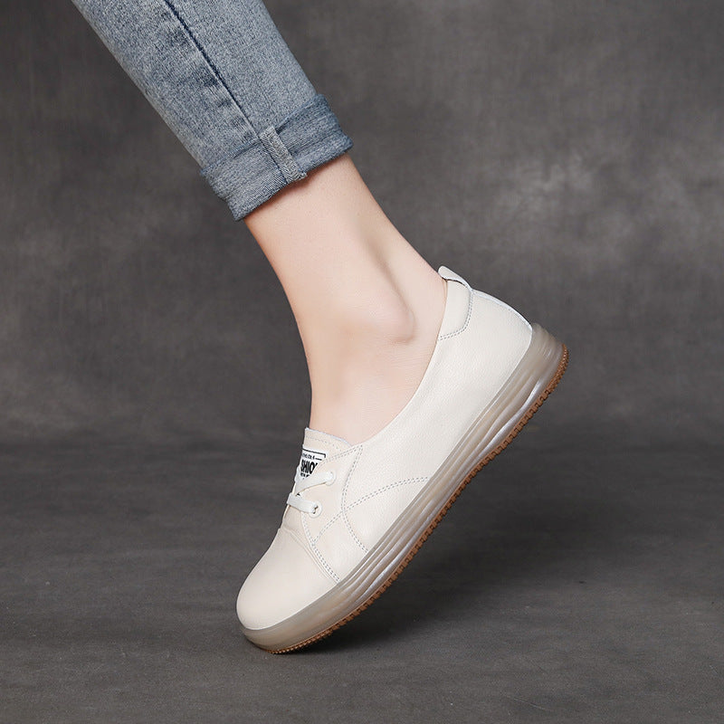 Women Minimalism Leather Soft Flats Shoes-RAIIFY