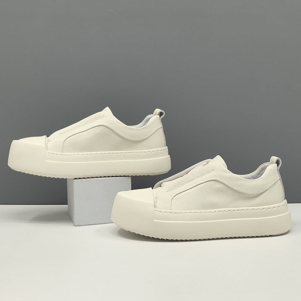 Men Minimalism Plain Quilted Leather Laceless Casual Shoes-RAIIFY