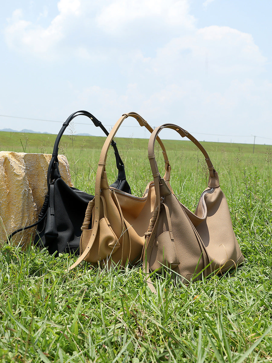 Women's Fashion Plain Leather Minimalist Tote Bag-RAIIFY