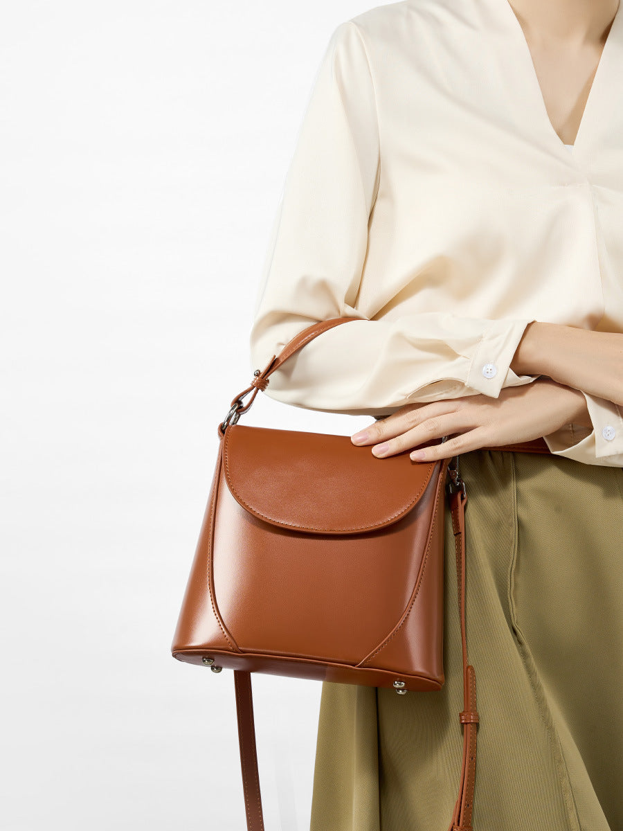 Women Fashion Plain Leather Simple Shoulder Bag-RAIIFY