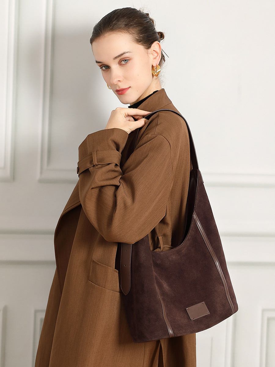 Women’s Suede Leather Retro Hobo Bag-RAIIFY