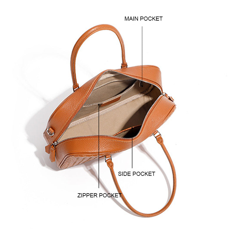 Women's Fashion Plain Woven Leather Purse-RAIIFY