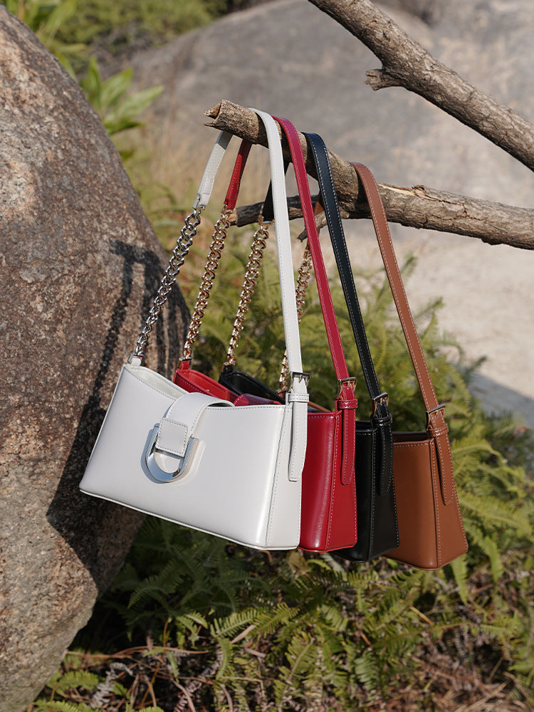 Women Stylish Leather Chian Strap Shoulder Bag-RAIIFY