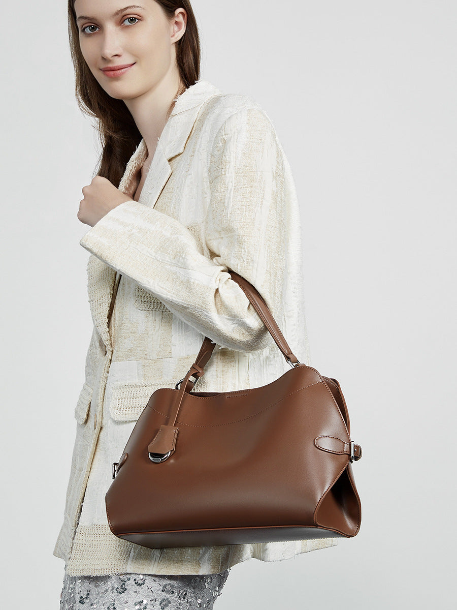 Women's Plain Leather Fashion Satchel Bag-RAIIFY