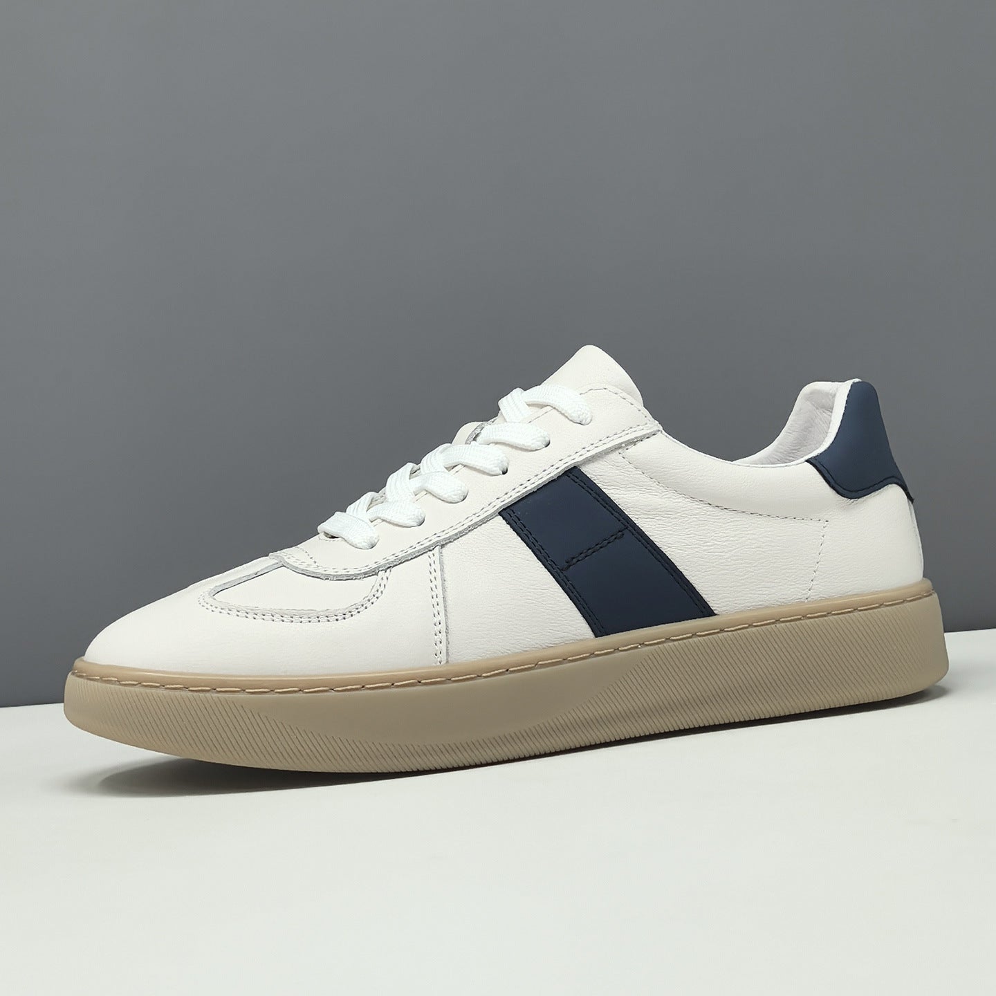 Men's Fashion Color-Blocked Leather Flat Casual Shoes-RAIIFY