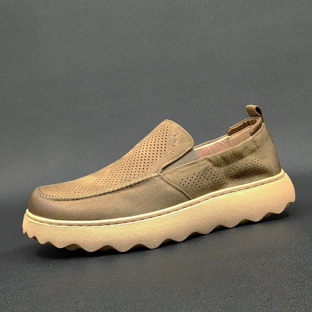Men Summer Breathable Hollow Leather Casual Loafers-RAIIFY