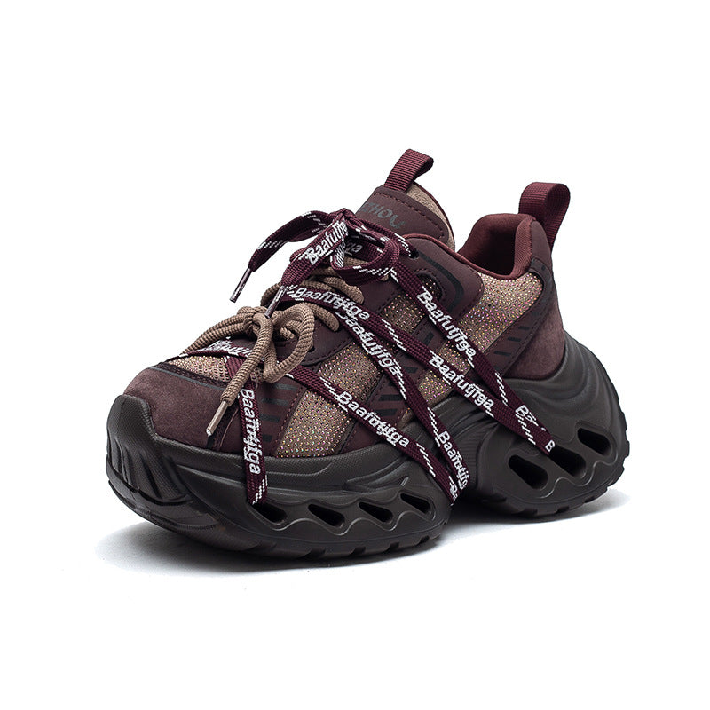 Women's Stylish Rhinestone Chunky Platform Dad Sneakers-RAIIFY