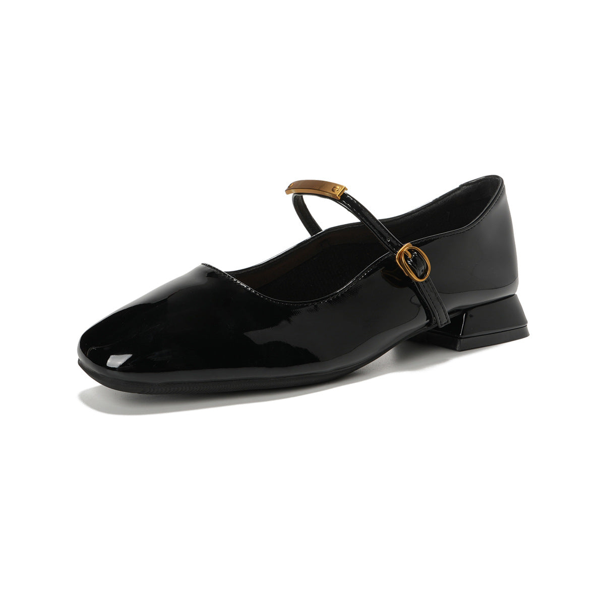 Women's Minimalist Patent Leather Buckle Mary Jane Shoes-RAIIFY