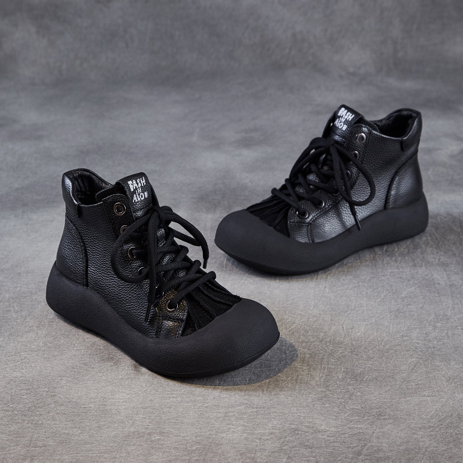 Women's Plain Leather Comfort Casual Flat Ankle Boots-RAIIFY