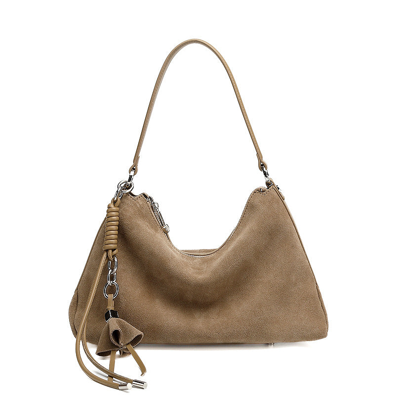 Women’s Retro Plain Suede Leather Shoulder Bag-RAIIFY