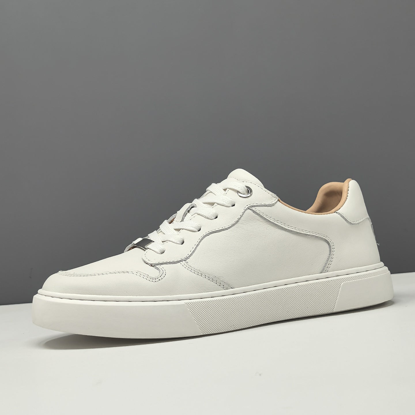 Men's Fashion Plain Leather Flat Casual Shoes-RAIIFY