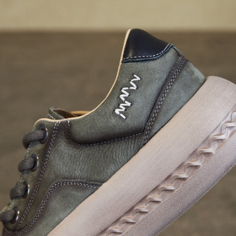 Women Fashion Quilted Plain Leather Flat Casual Shoes-RAIIFY