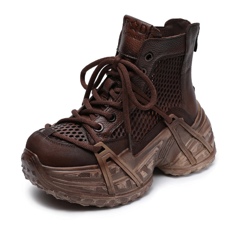 Women Retro Hollow Mesh Platform Ankle Boots-RAIIFY