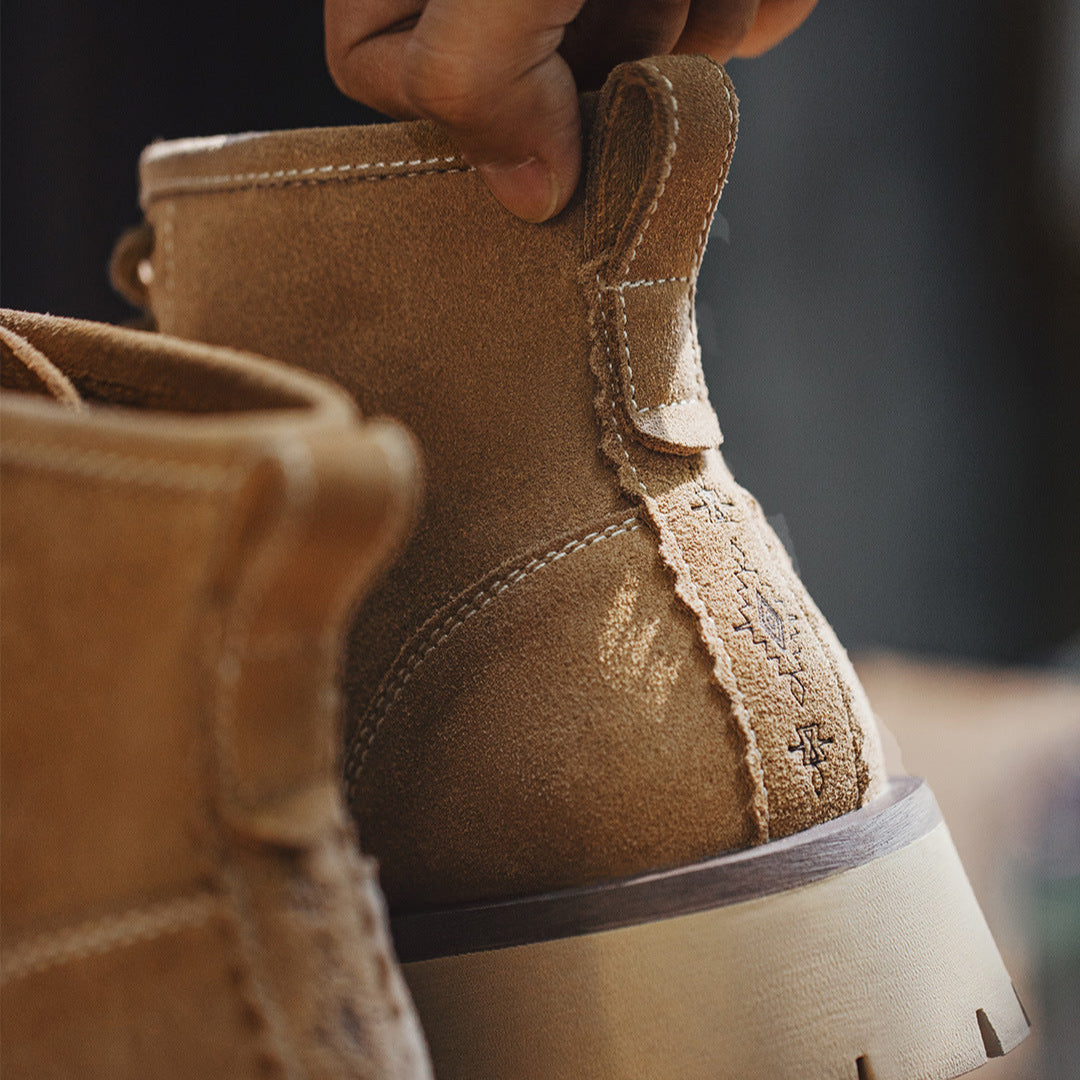 Men's Classic Plain Leather Work Ankle Boots-RAIIFY