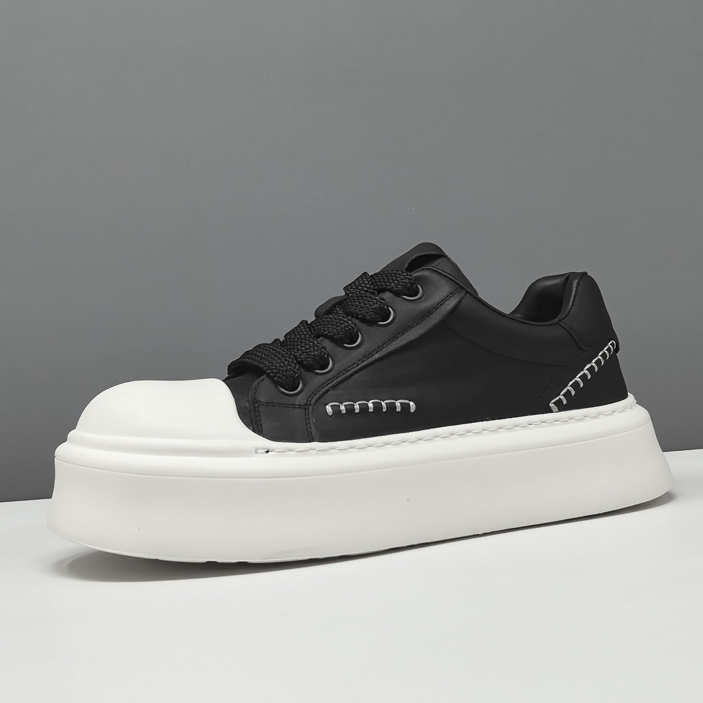 Men's Minimalist Quilted Leather Flat Casual Sneakers-RAIIFY