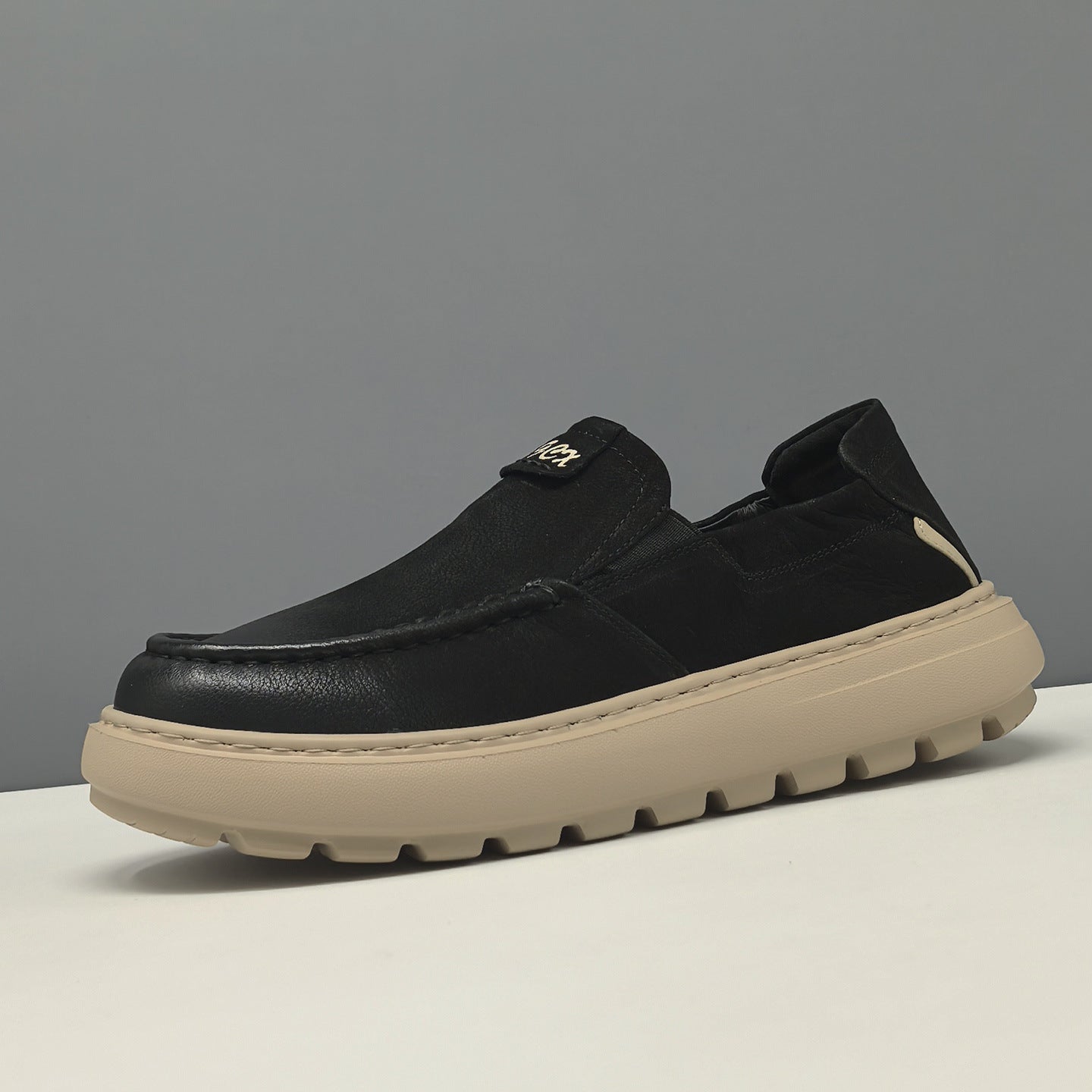 Men's Vintage Plain leather Casual Loafers-RAIIFY