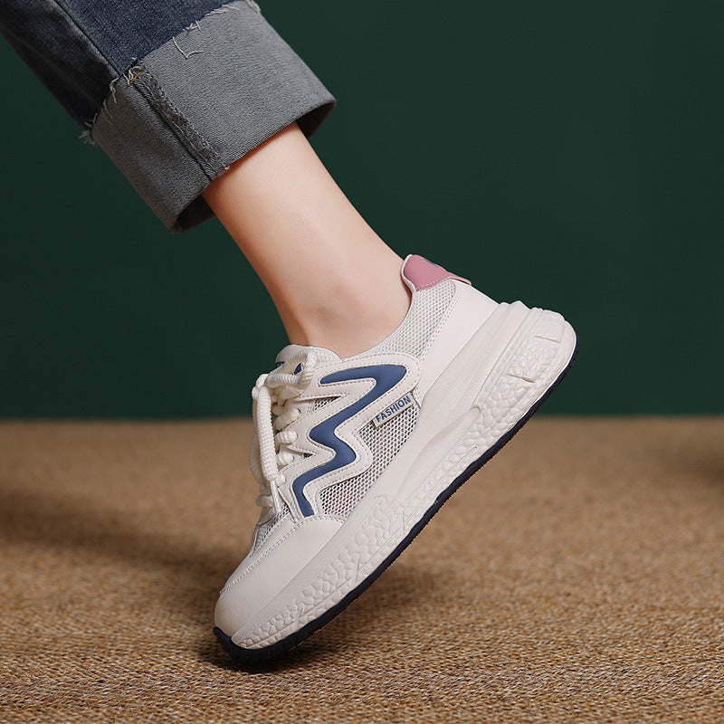 Women Breathable Mesh Leather Fashion Sneakers-RAIIFY