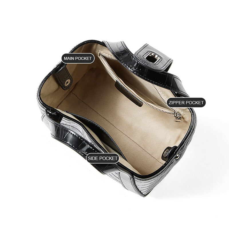 Women's Plain Croc Embossed Leather Cross Body Handbag-RAIIFY