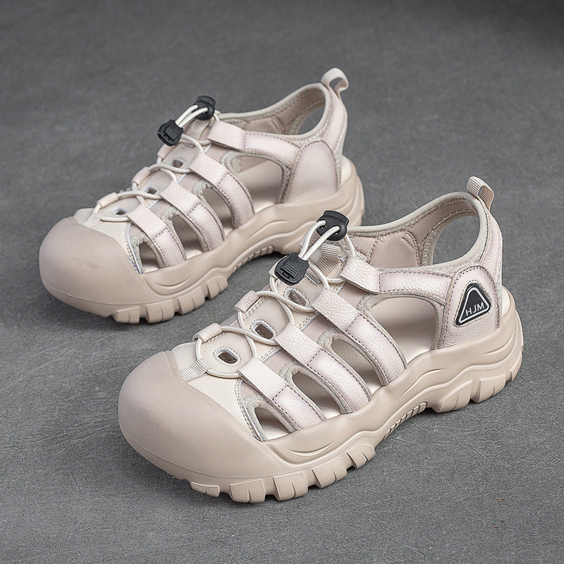 Women Summer Leather Free-Lace Casual Sandals-RAIIFY