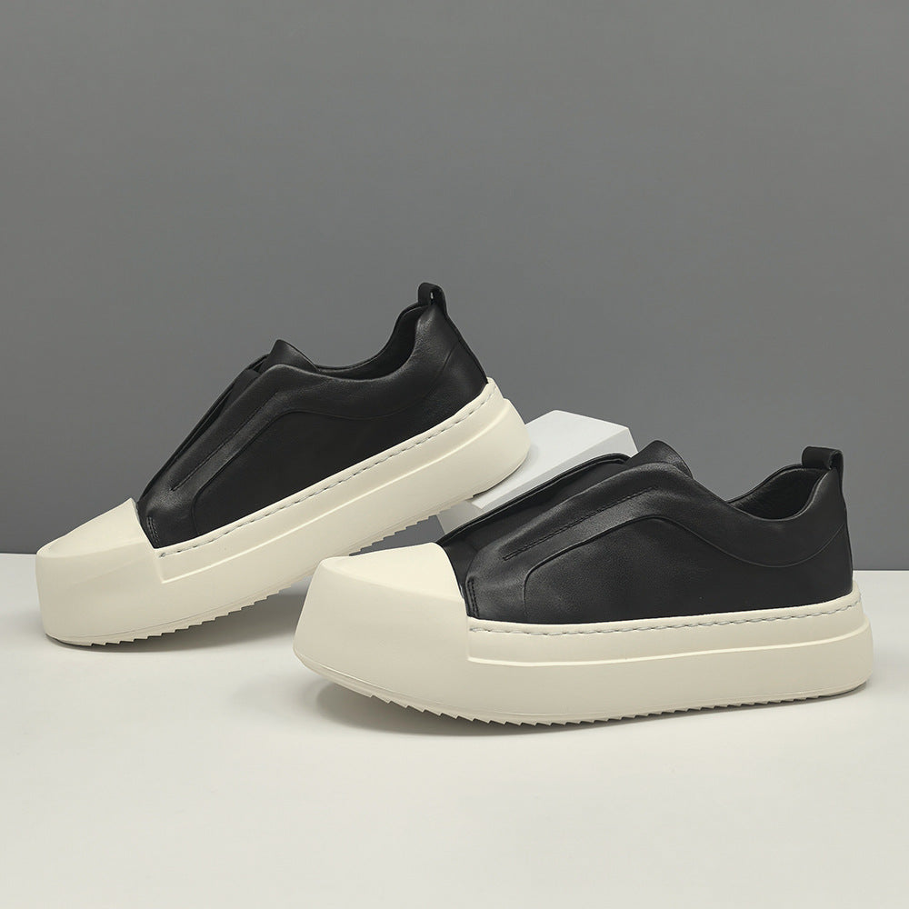 Men Minimalism Plain Quilted Leather Laceless Casual Shoes-RAIIFY