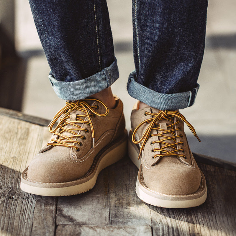 Men Retro Minimalist Cowhide Suede Casual Work Shoes-RAIIFY