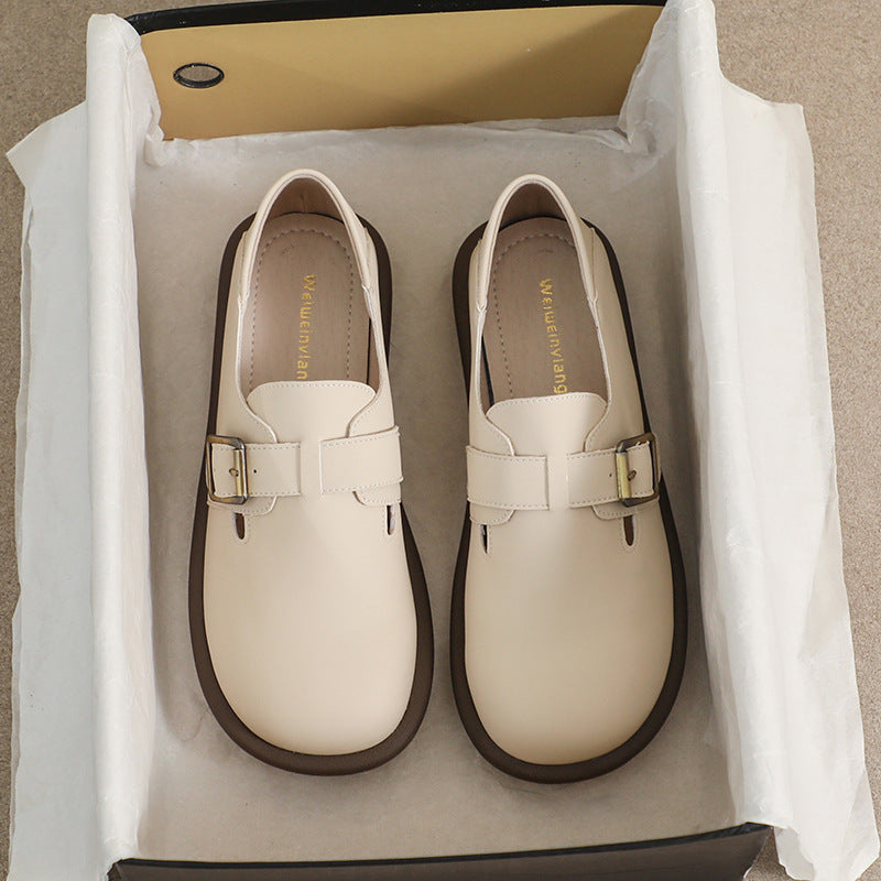 Women Minimalism Retro Soft Leather Casual Loafers-RAIIFY
